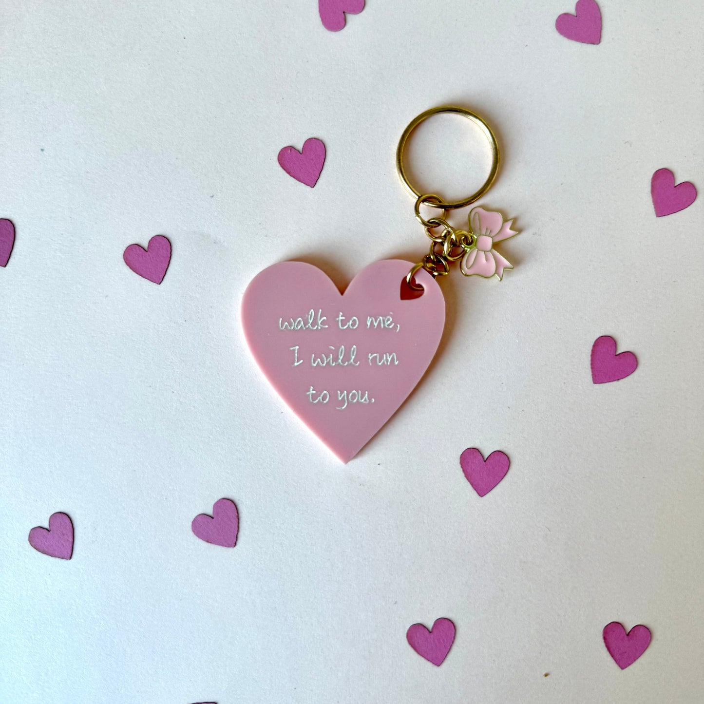 “Walk to Me” Heart Keychain