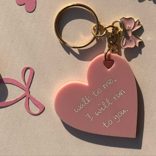 “Walk to Me” Heart Keychain