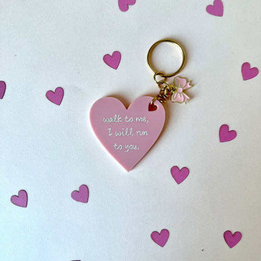 “Walk to Me” Heart Keychain